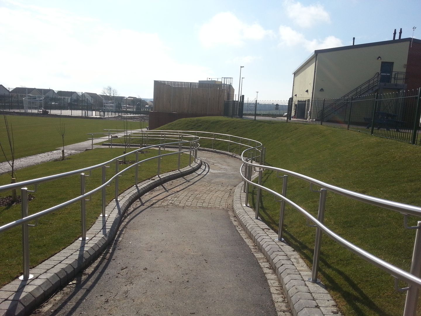 curved stainless steel twin handrail system uk