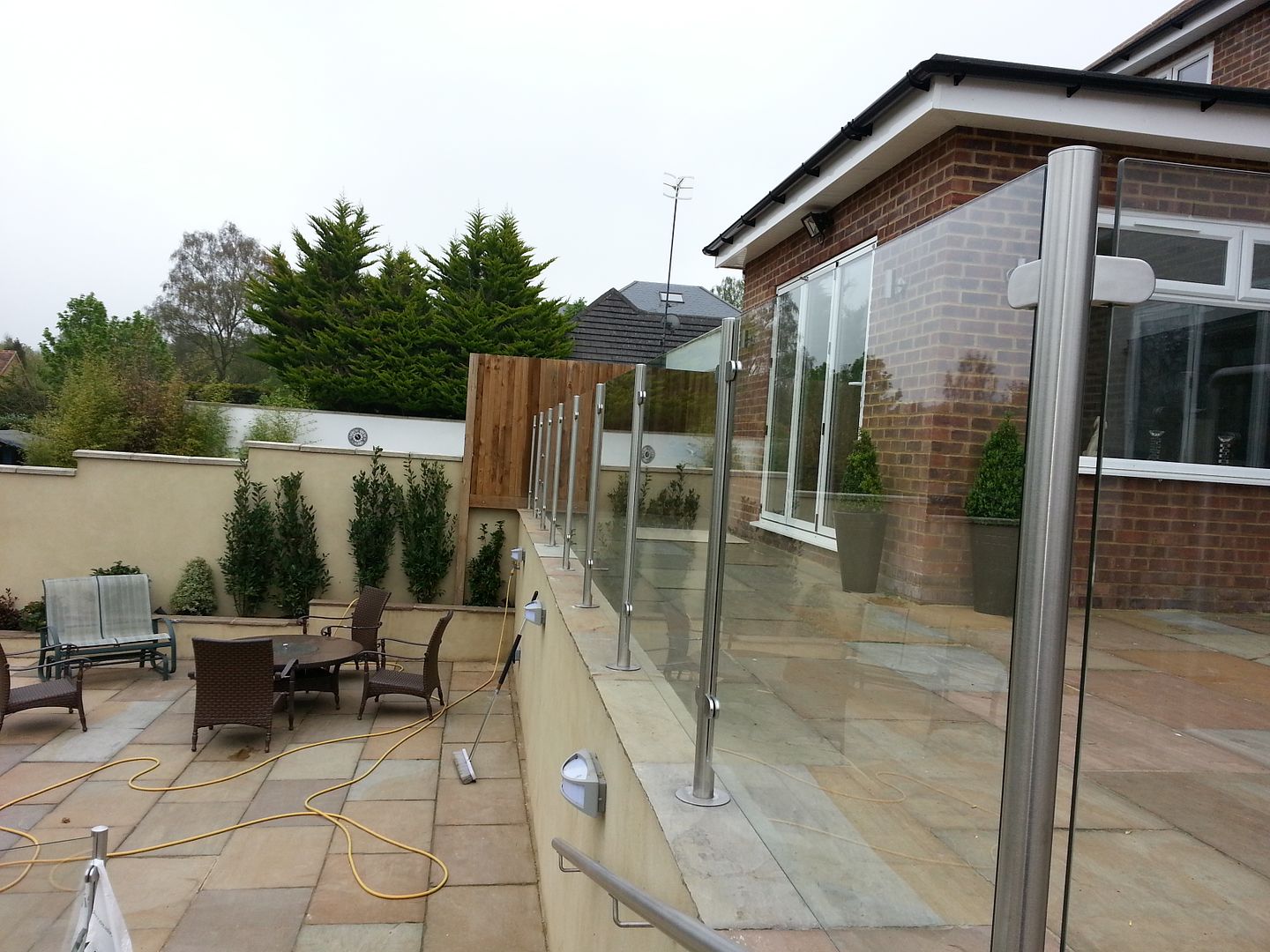 Glass balcony balustrade with stainless steel G316 Marine