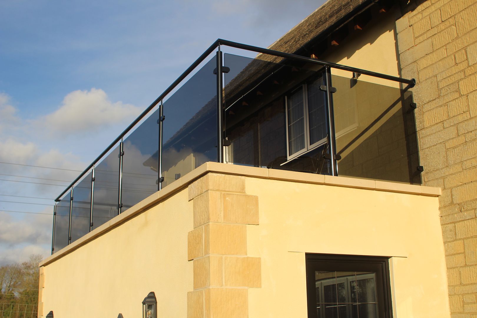 Tinted grey glass balcony balustrade online