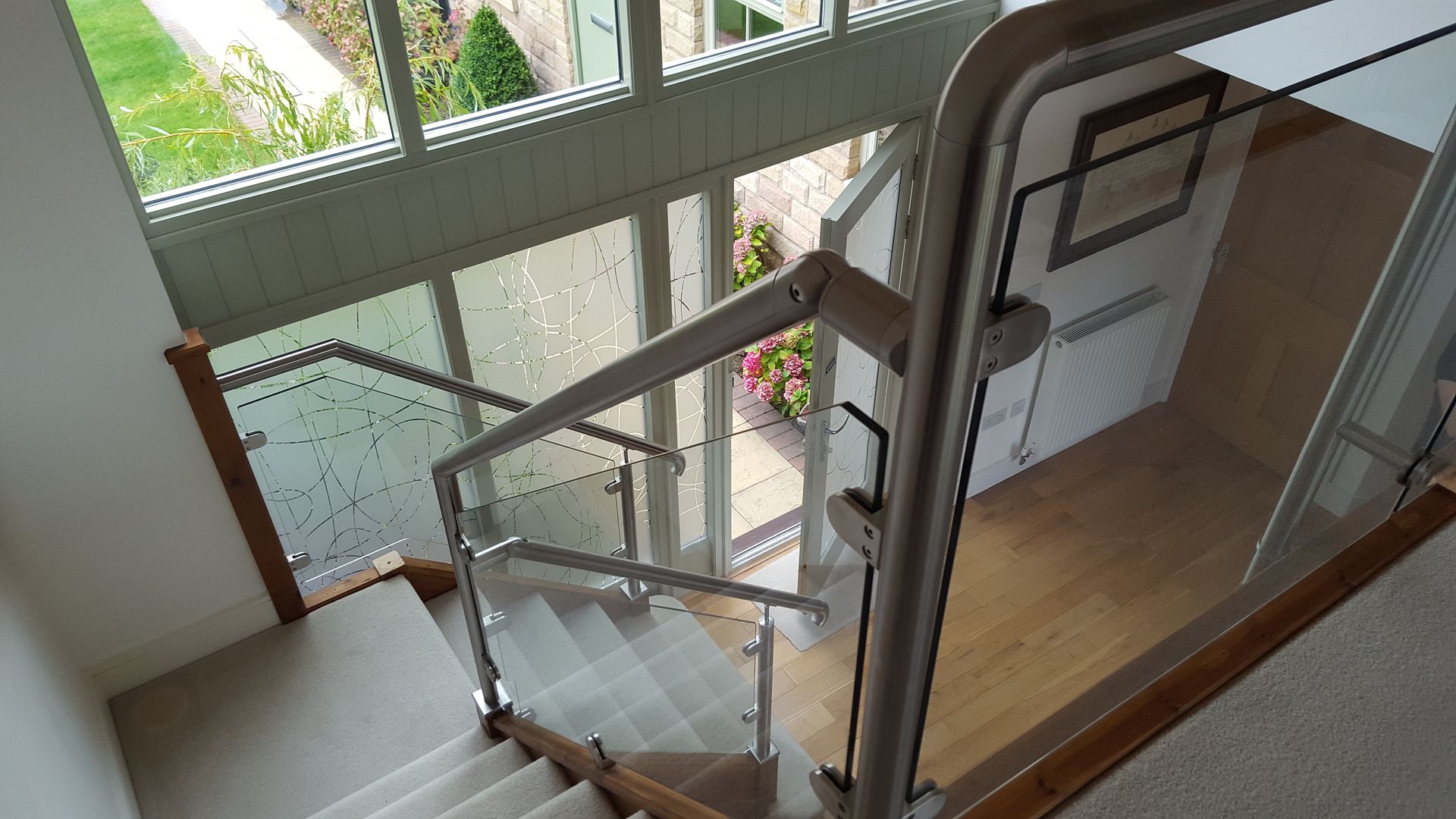 glass balustrade timber staircase