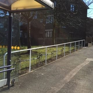 External council white handrails yorkshire Diomet fabrications