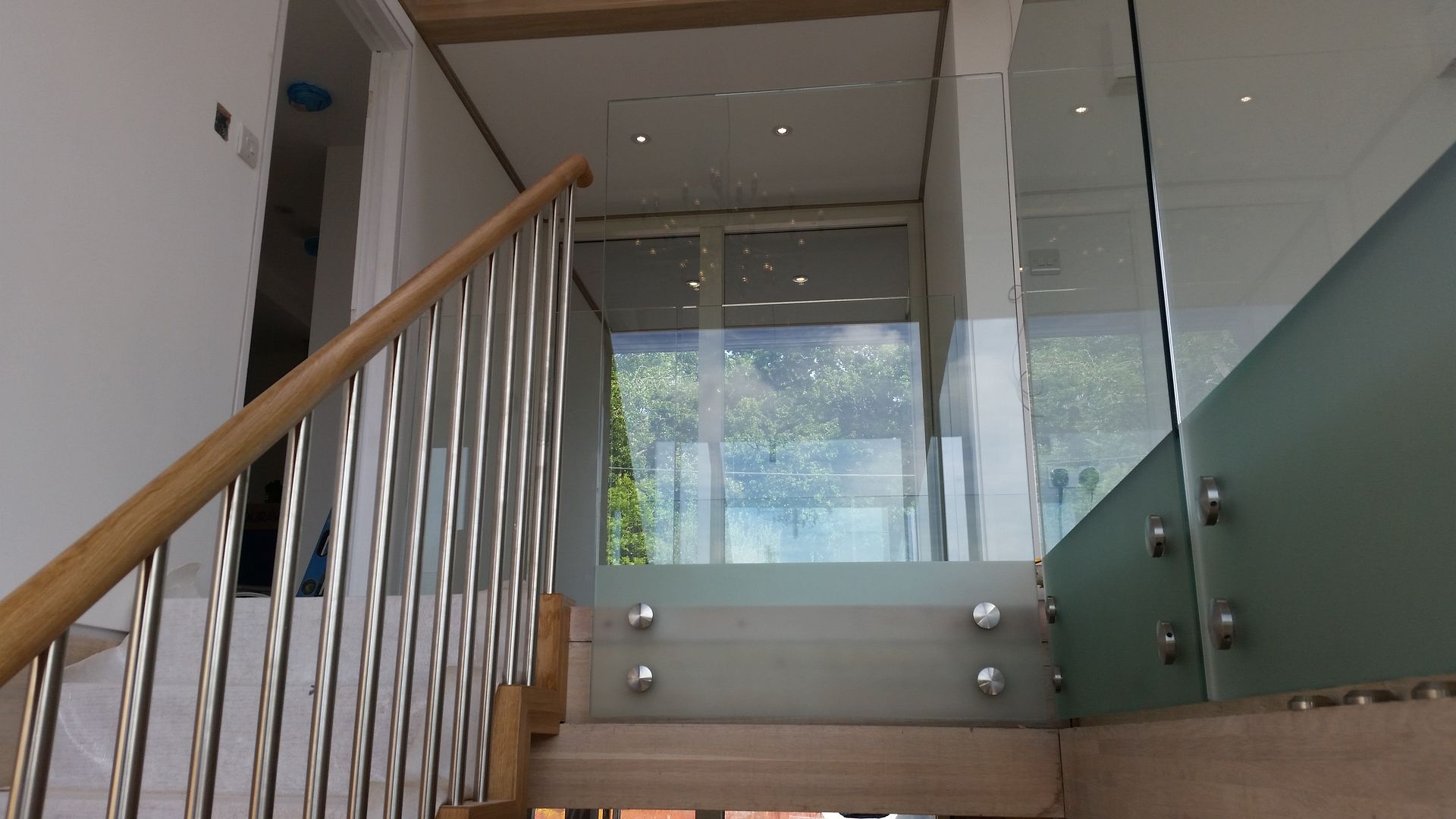 frosted frameless balcony balustrade internal