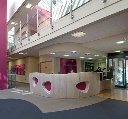 Stainless steel and glass balustrade to school reception entrance sheffield