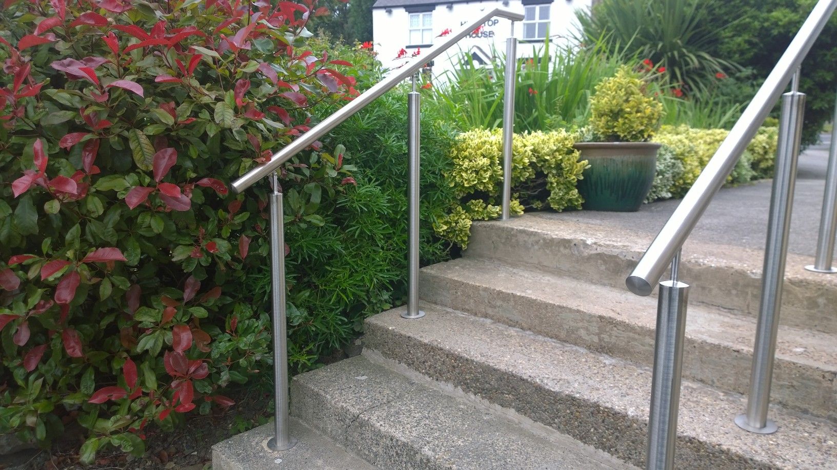 stainless steel metal handrails to steps