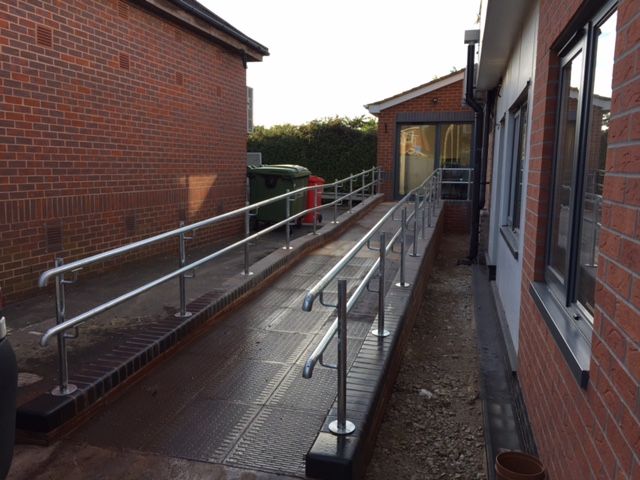 Galvanized disabled access ramp handrailing