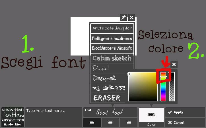 SCEGLI COLORE TESTO
