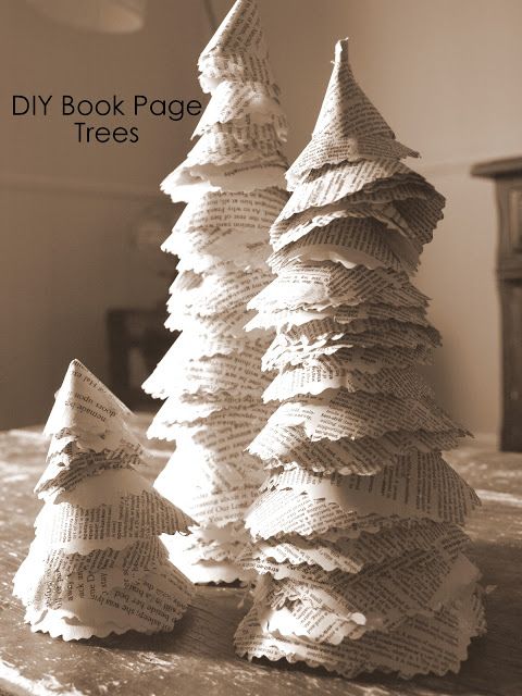 albero di natale, decorazione natale, addobo ecologico con carta di un libro