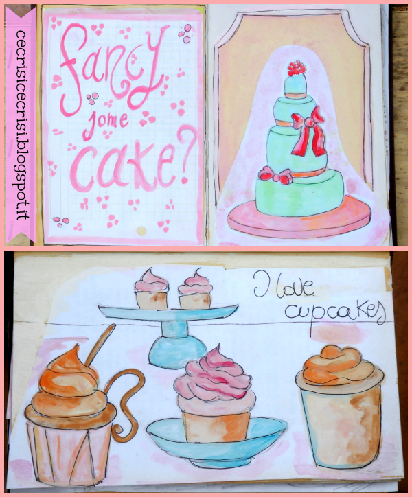  cup cakes art journal mixed media 