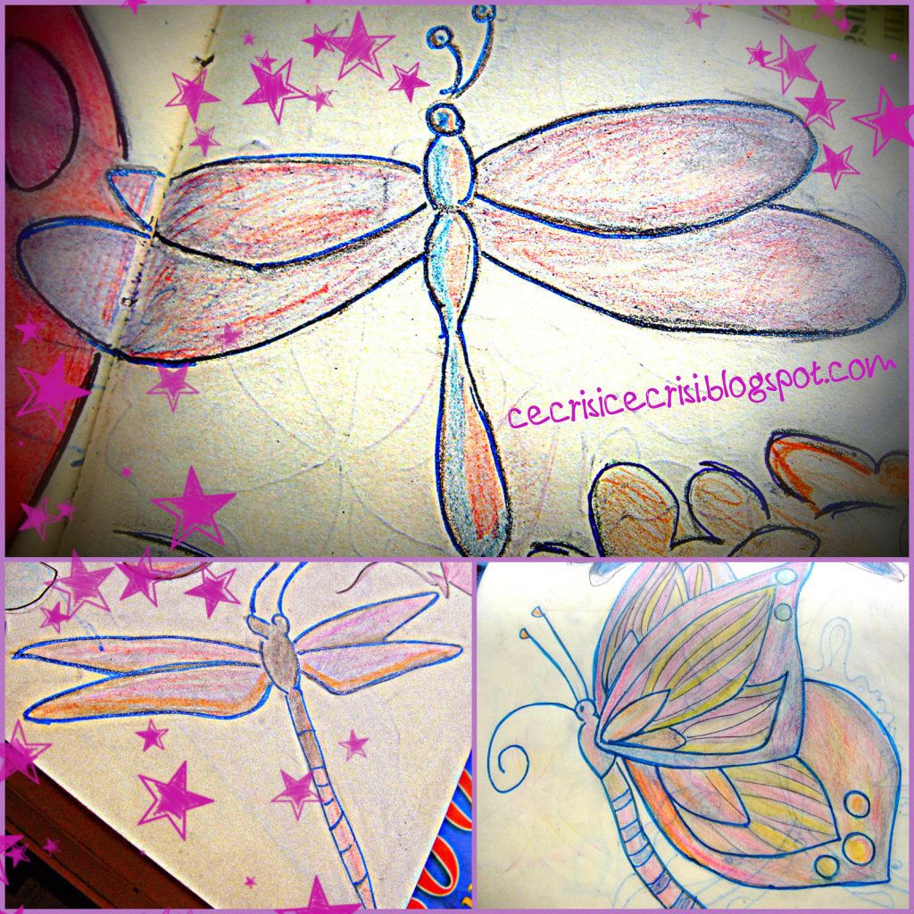disegno farfalle a mano stile libero colori matita
