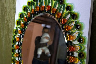Progetto riuso e riciclo creativo specchio decorazione con bottiglie di plastica by Orkidea Atelier