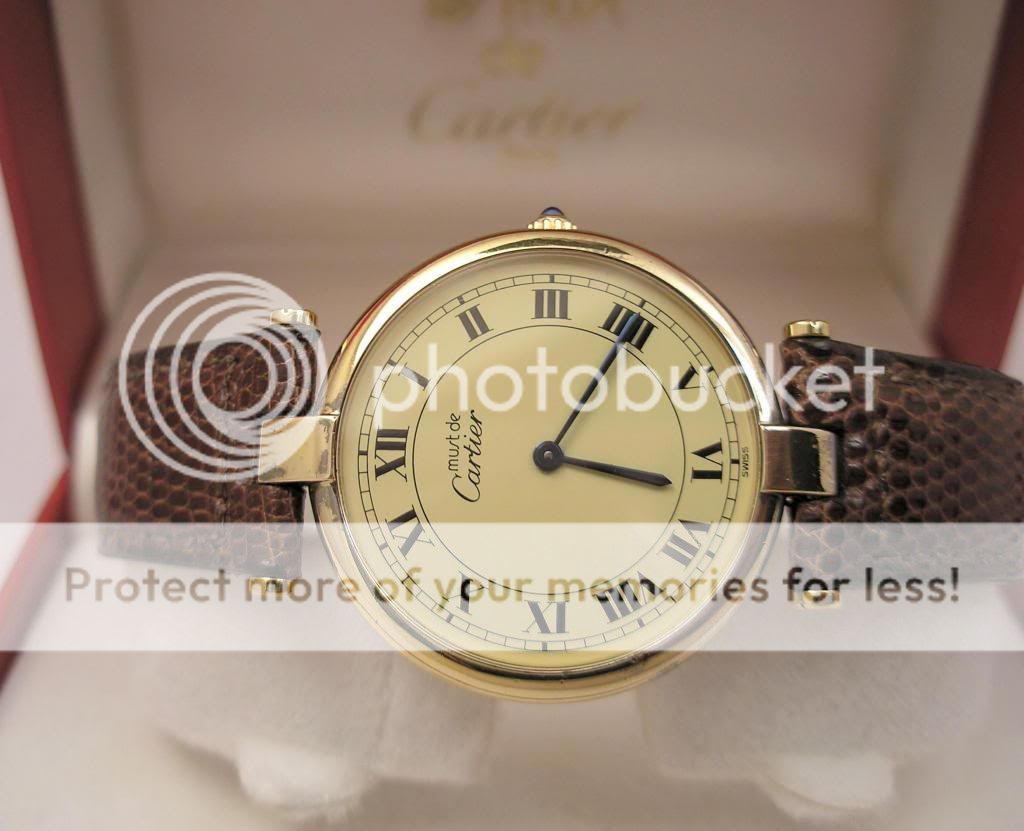 mens cartier vendome watch 18k gold vermeil 925 sterling silver