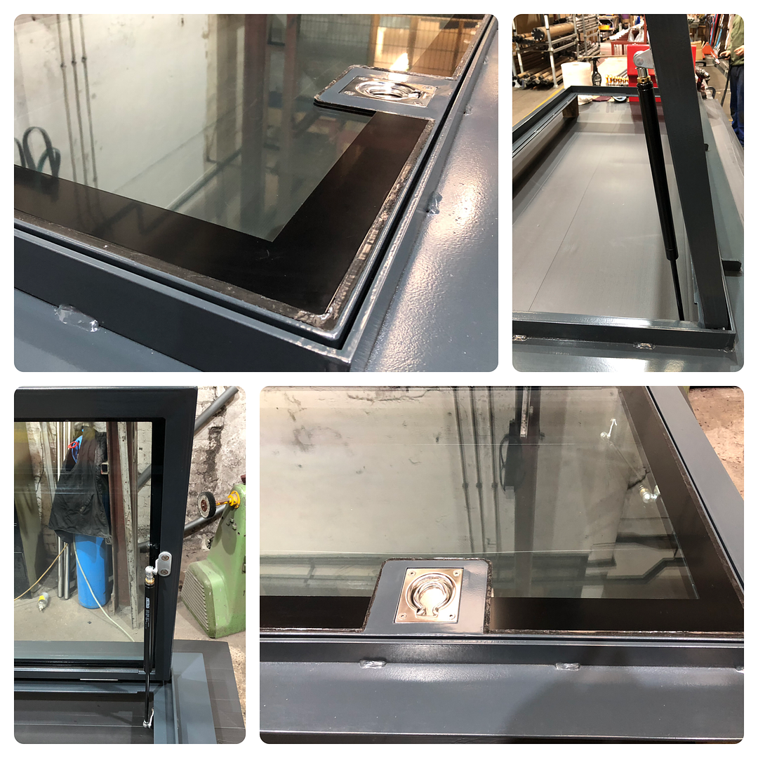 Hinged structural glass panel